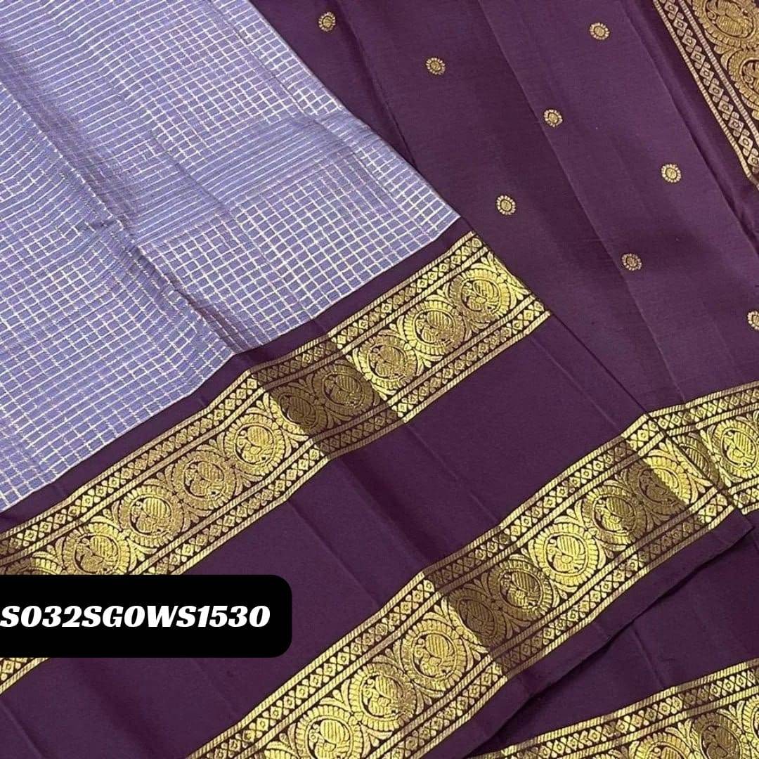 Lavender Elegant Banarasi Soft Silk Saree with Zari Motifs & Jacquard Border Blouse